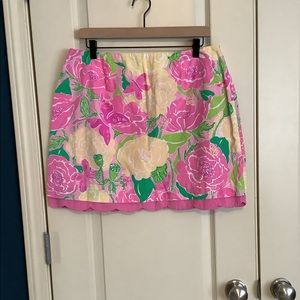 Lilly Pulitzer Cynthia Skirt Floral Pink Yelllow Size 12